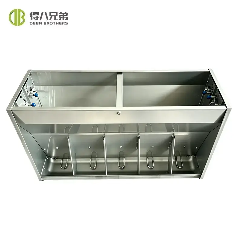 Stainless-Steel Dual-Sided Pig Feeder para sa Nursery Pens